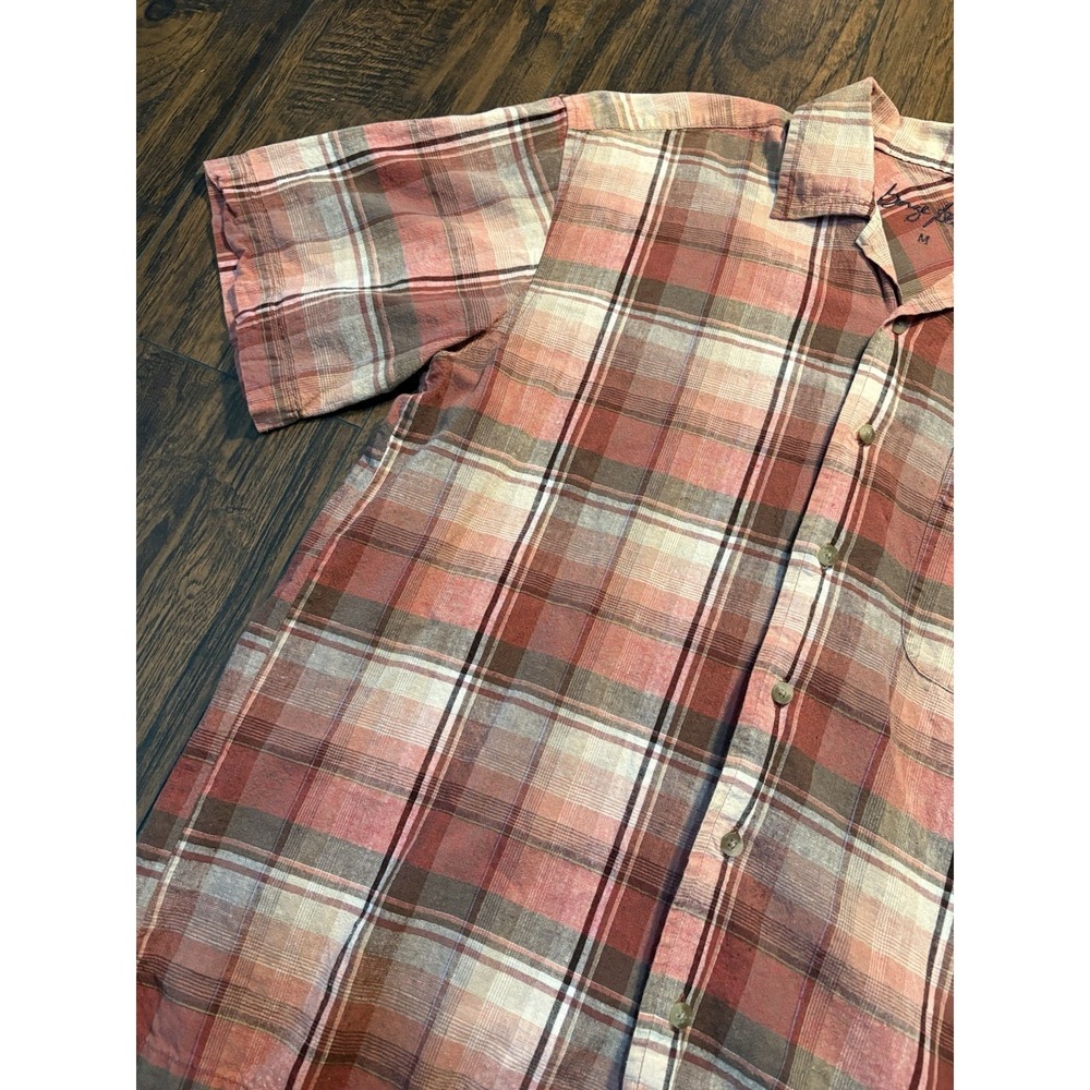 Wrangler George Strait Mens M Plaid Woven Short Sleeve Button Up Shirt Pink - Picture 10 of 16
